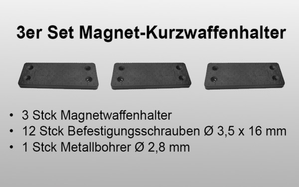 3er Set Magnet-Kurzwaffenhalter